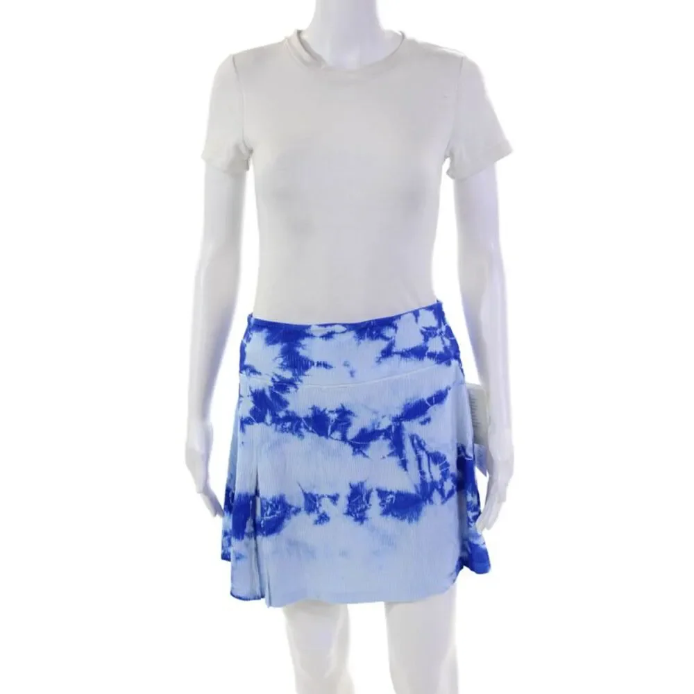 Year Of Ours Womens Textured Elastic Waist Tie Dye Skort Blue Size L